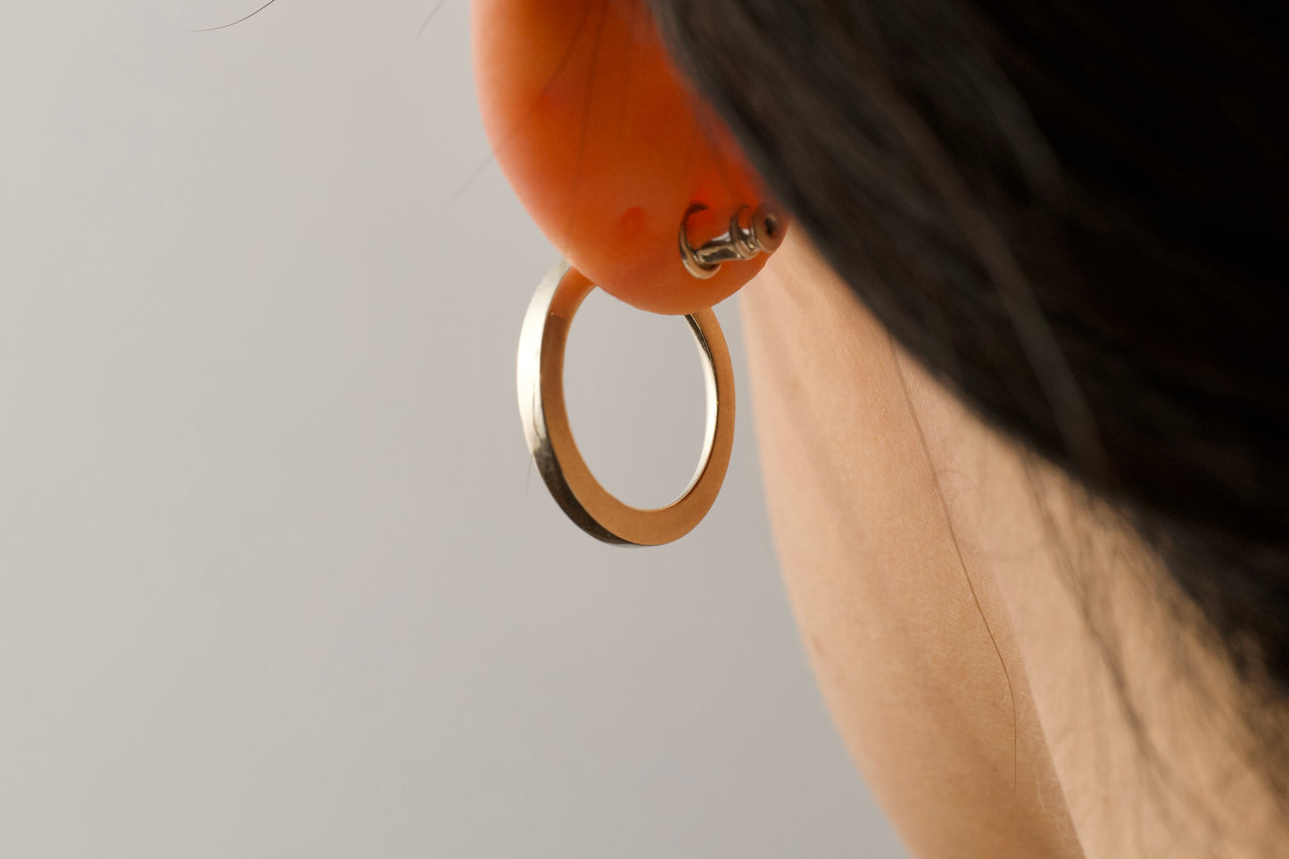 Silver ring earrings / one