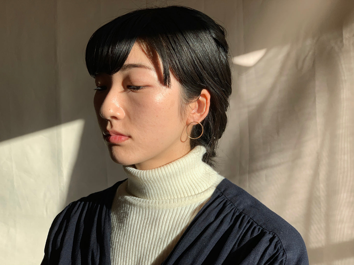 Brass ring earrings / one