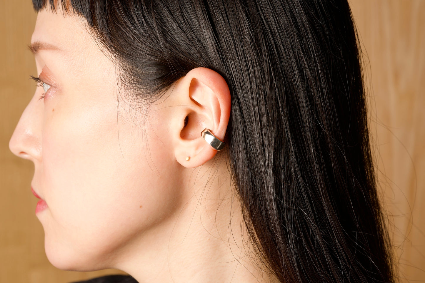 (上)〔002〕Silver Edge Ear cuff (下)18金の小石ピアス / ひとつ