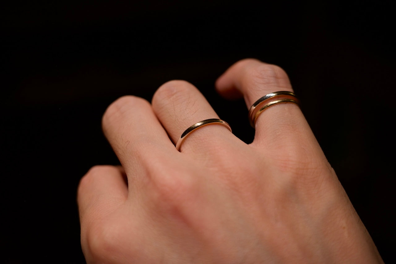 18k gold and silver ring / 1.8mm
